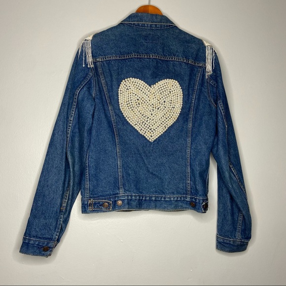 Vintage One of a Kind Pearl Embroidered 80s Levi's Denim Jean Jacket715060216 C1 - Picture 2 of 7